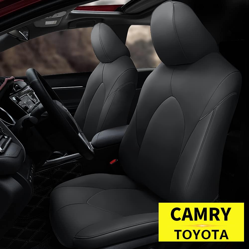 Faux Leather Car Seat Covers Full Set Black E99478