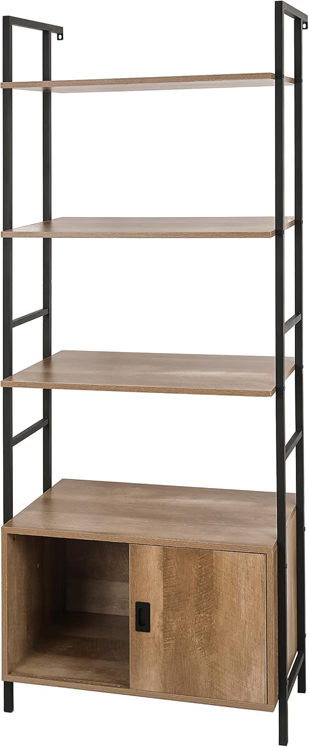 4-Shelf Wood Bookcase with Metal Frame D2047