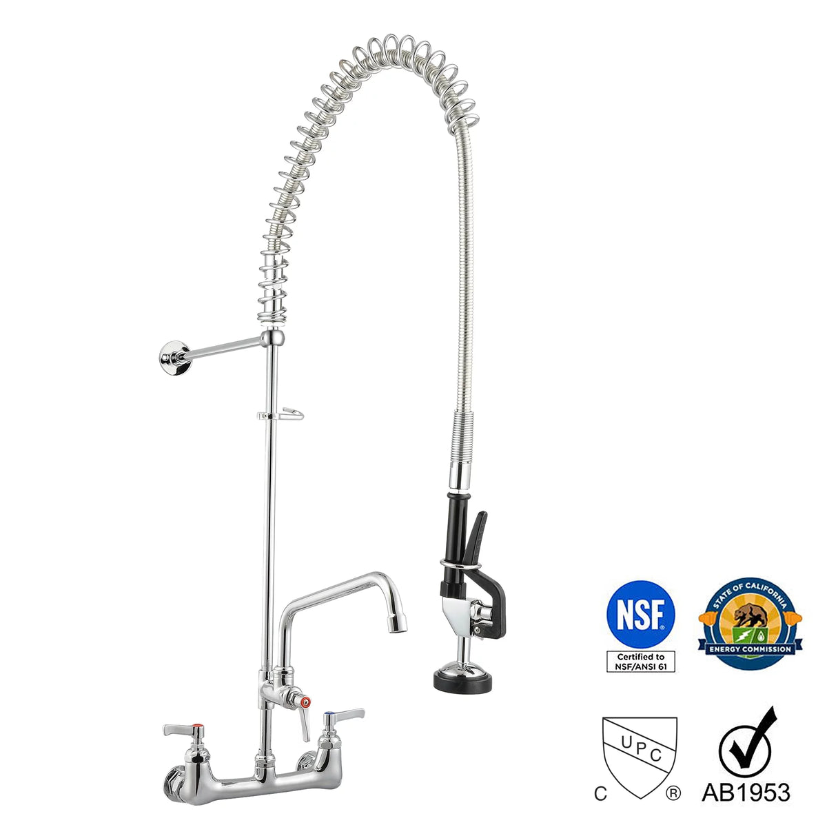 Pull Down Commercial Kitchen Faucet with 12" Add-On Faucet Kit X874