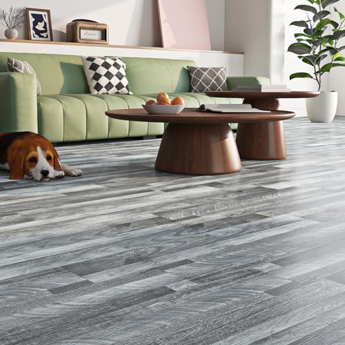 Grey Peel and Stick Floor Tile 18-Pack 6x36 Vinyl Planks D272642