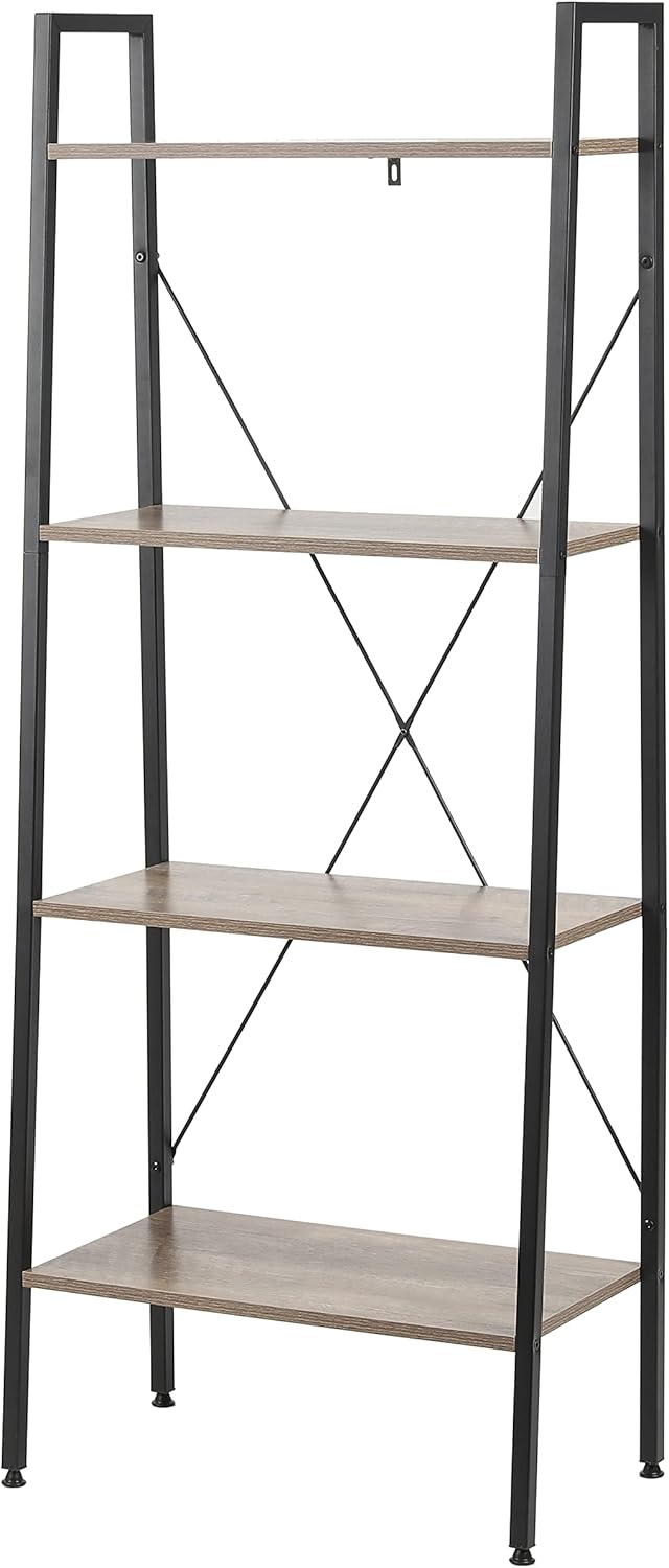 4-Shelf Wood Bookcase with Metal Frame D2047