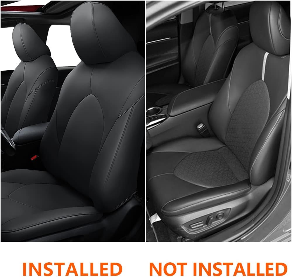Faux Leather Car Seat Covers Full Set Black E99478