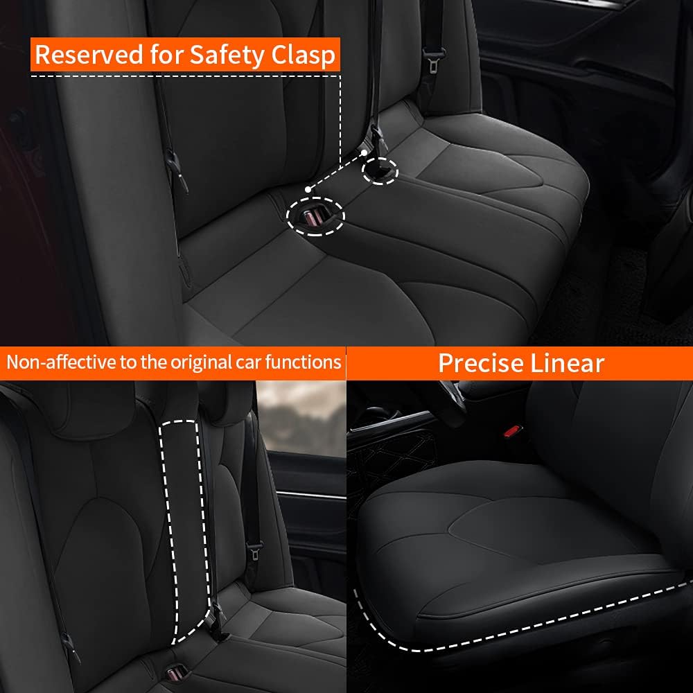 Faux Leather Car Seat Covers Full Set Black E99478