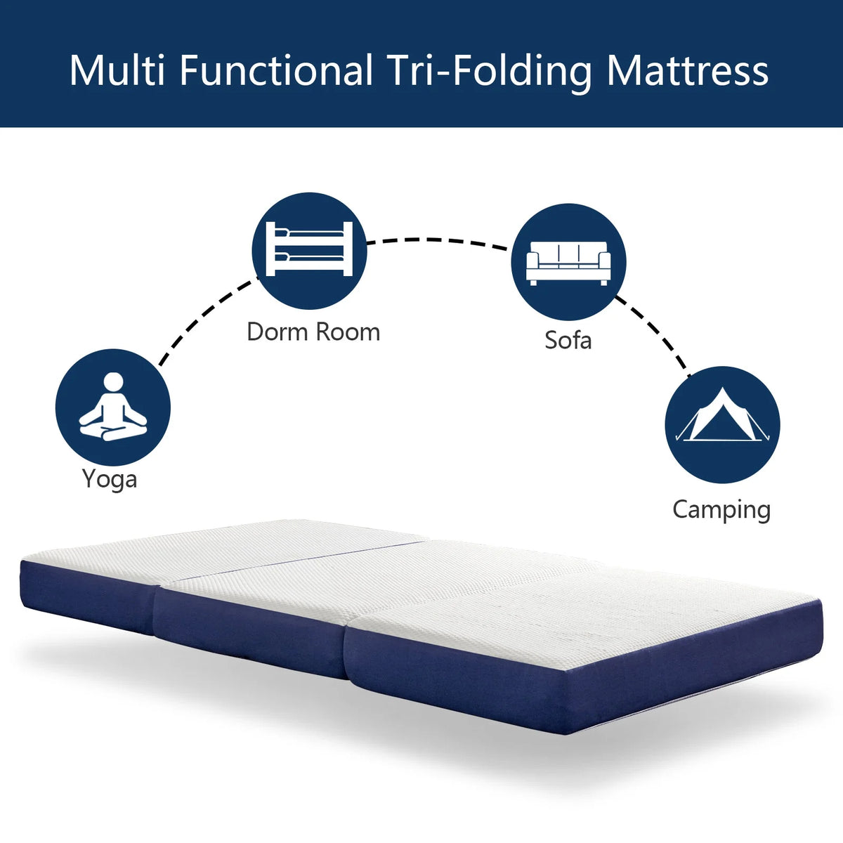 Full Size Trifold Folding Memory Foam Mattress U336429