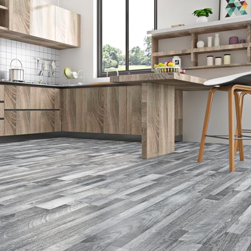 Grey Peel and Stick Floor Tile 18-Pack 6x36 Vinyl Planks D272642
