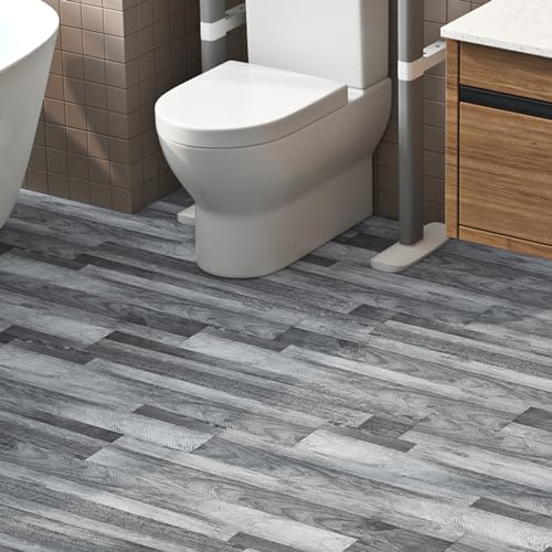 Grey Peel and Stick Floor Tile 18-Pack 6x36 Vinyl Planks D272642